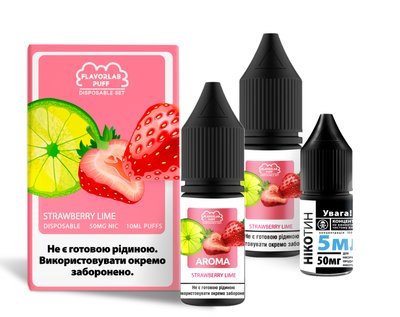 Набір для самозамісу Flavorlab Disposable Puff 10ml 50mg зі смаком полуниці з лаймом 472679 фото