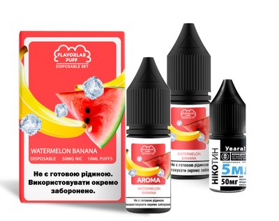 Набір для самозамісу Flavorlab Disposable Puff 10ml 50mg зі смаком кавуна та банана 472681 фото