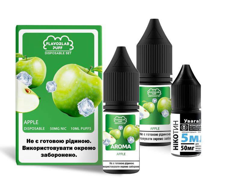 Набір для самозамісу Flavorlab Disposable Puff 10ml 50mg зі смаком яблука 472684 фото