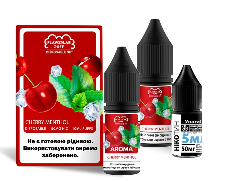 Набір для самозамісу Flavorlab Disposable Puff 10ml 50mg зі смаком вишні та ментолу 472685 фото